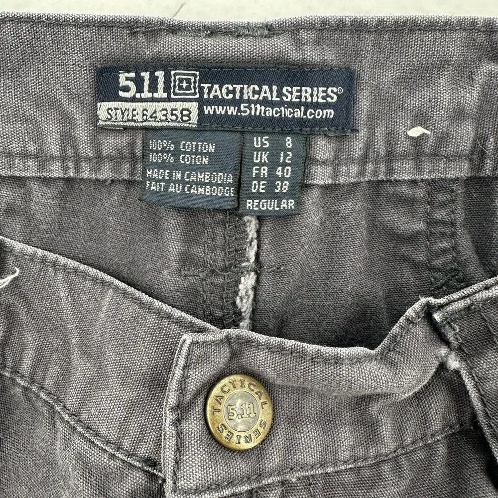 5.11 Tactical Series Women Sz 8 Cargo Pants Gray Cotton Straight Leg Style 64358